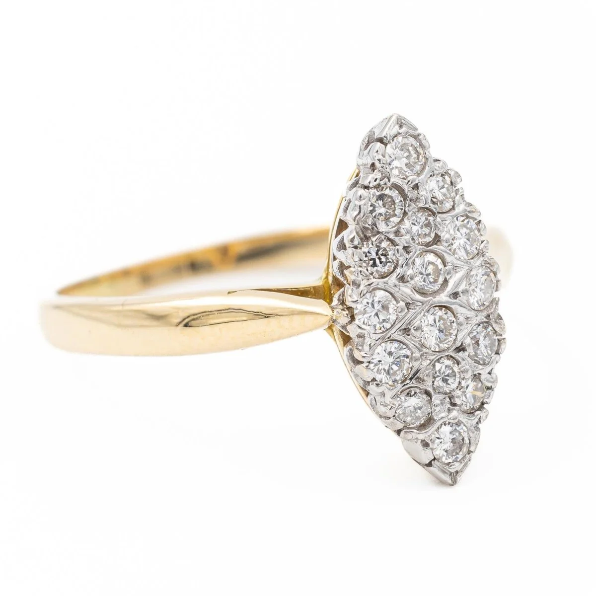 Bague Marquise en or jaune et diamants - Image 6