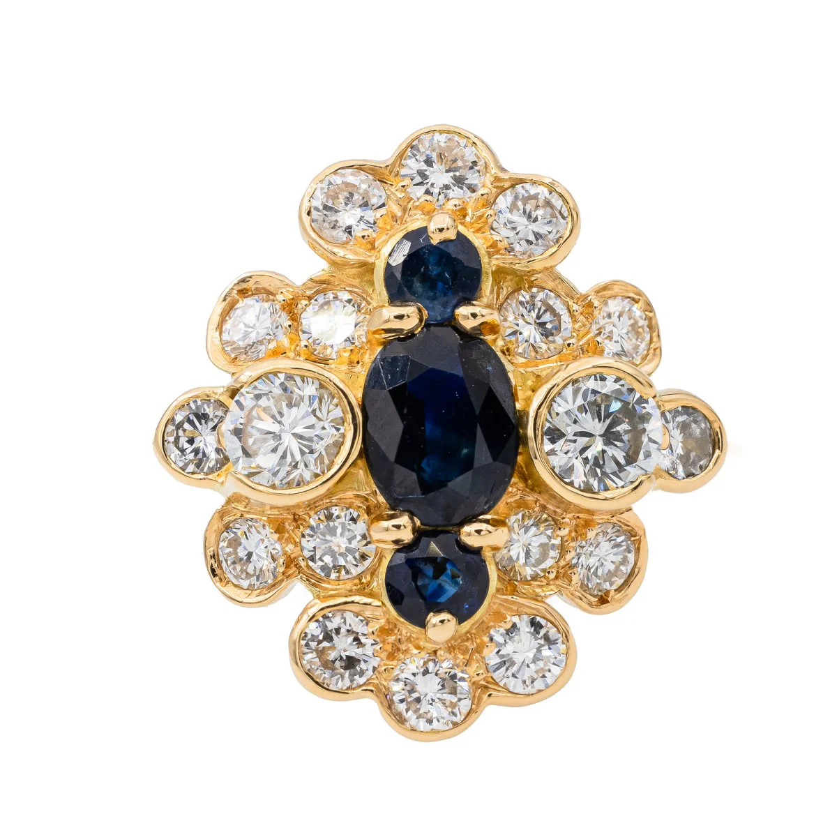 Bague Marquise en or jaune et saphir