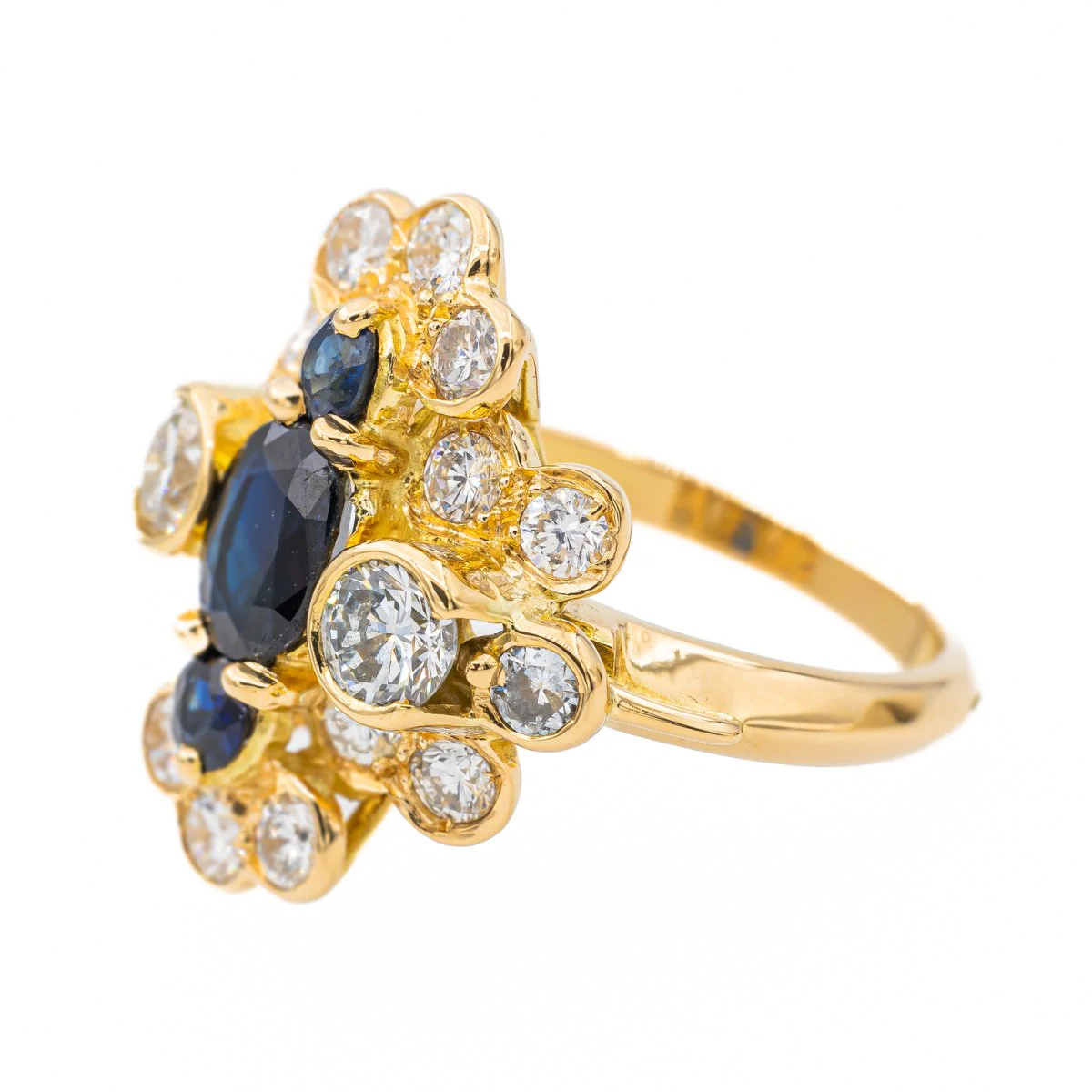 Bague Marquise en or jaune et saphir - Image 5