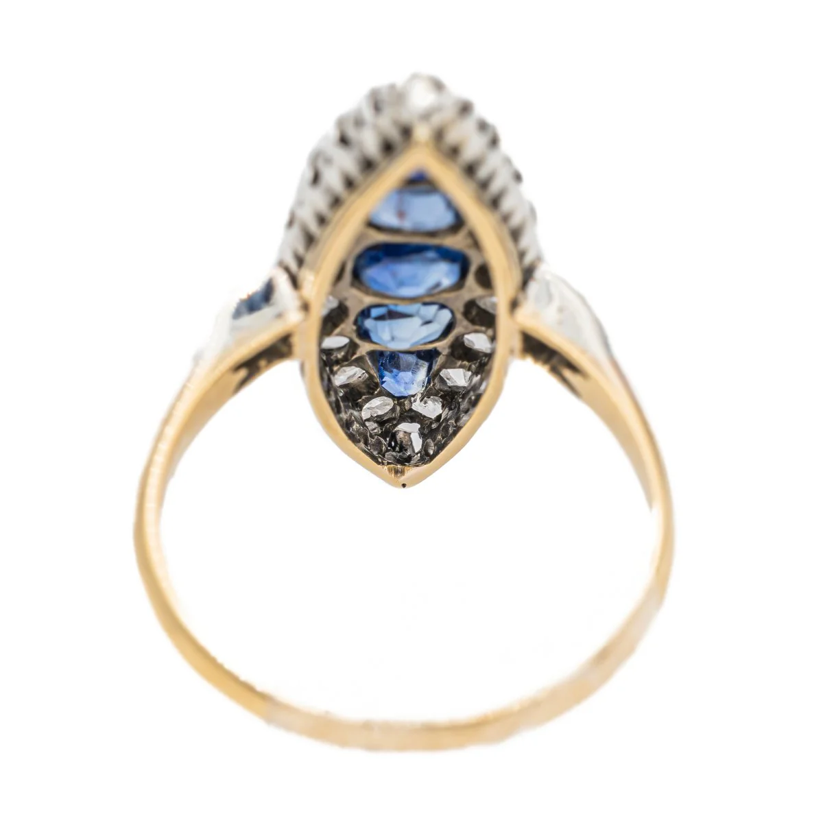 Bague Marquise Or jaune  Saphir - Image 4
