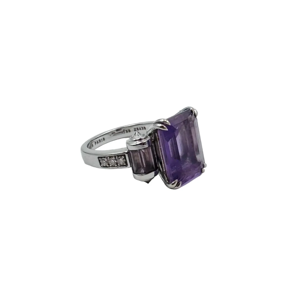Bague MAUBOUSSIN "Couleur Baiser" en or blanc, améthystes et diamants - Image 3
