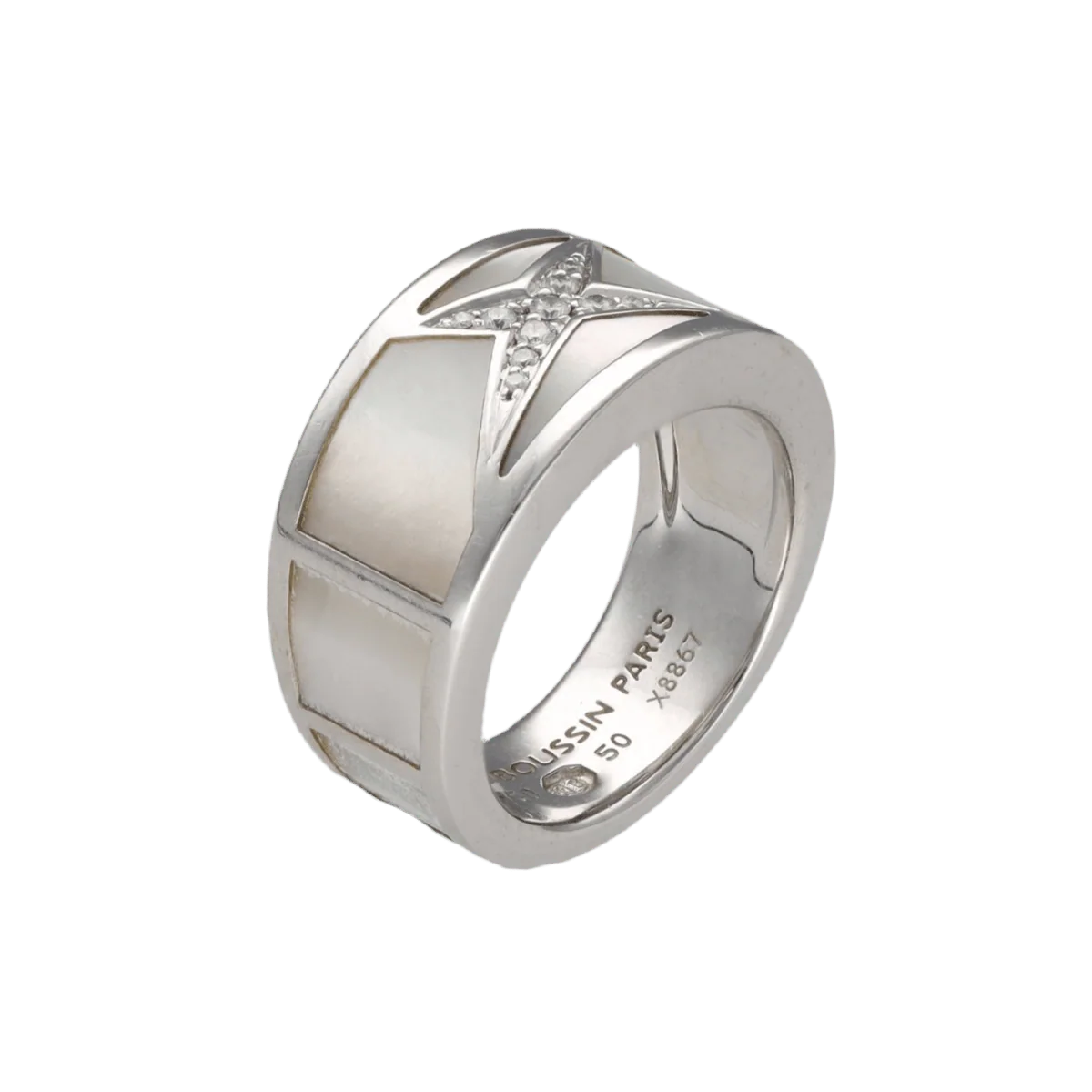 Bague MAUBOUSSIN "Étoile Beauté" en or gris, nacre et diamants - Image 3