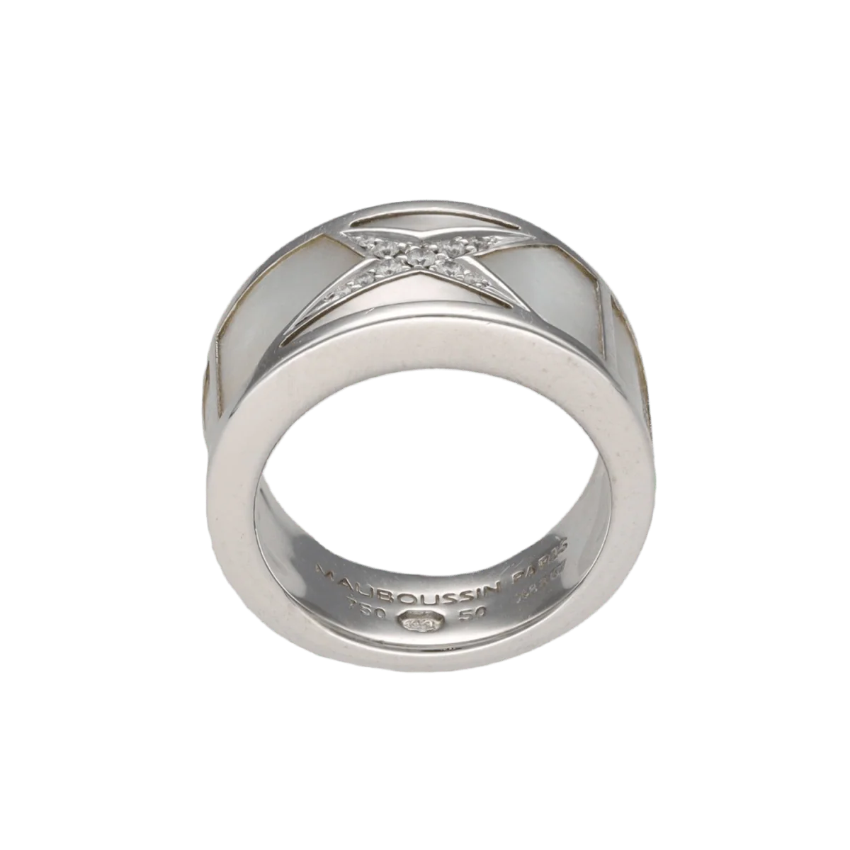 Bague MAUBOUSSIN "Étoile Beauté" en or gris, nacre et diamants - Image 4