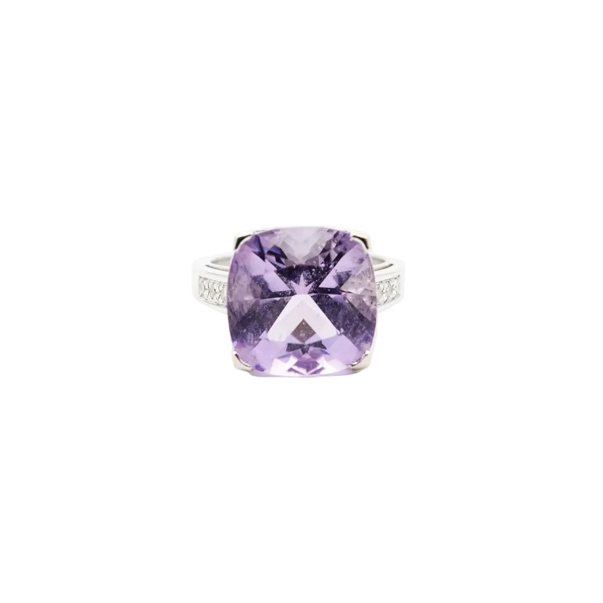 Bague Solitaire MAUBOUSSIN "Gueule d'amour" en or blanc, améthyste et diamants