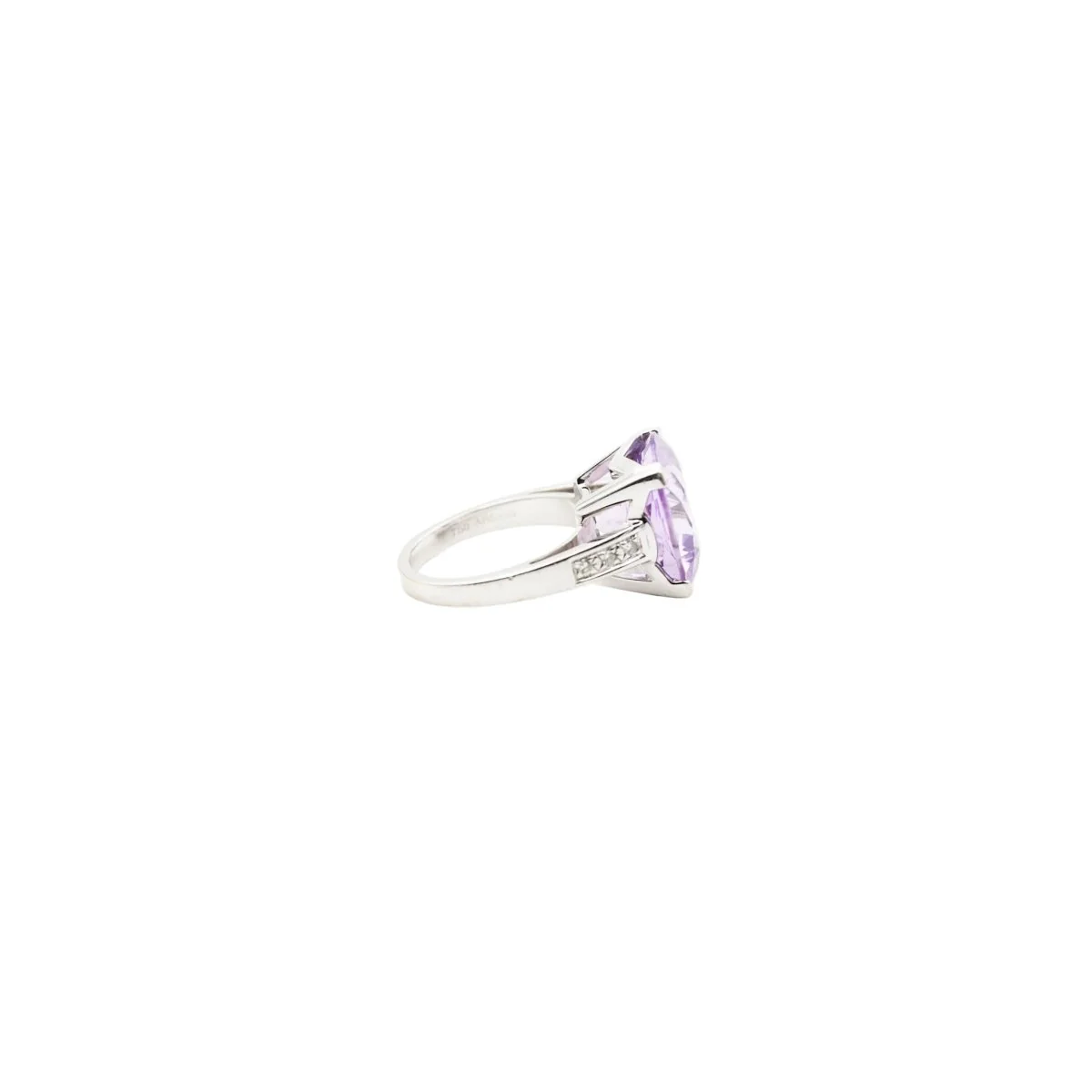 Bague Solitaire MAUBOUSSIN "Gueule d'amour" en or blanc, améthyste et diamants - Image 3