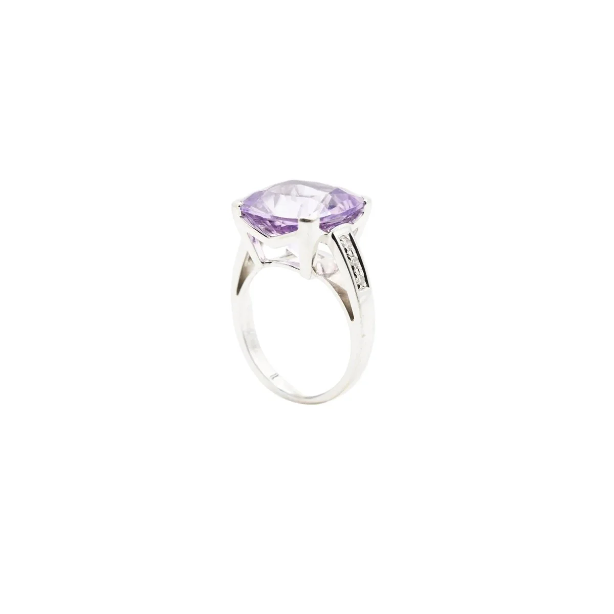 Bague Solitaire MAUBOUSSIN "Gueule d'amour" en or blanc, améthyste et diamants - Image 6