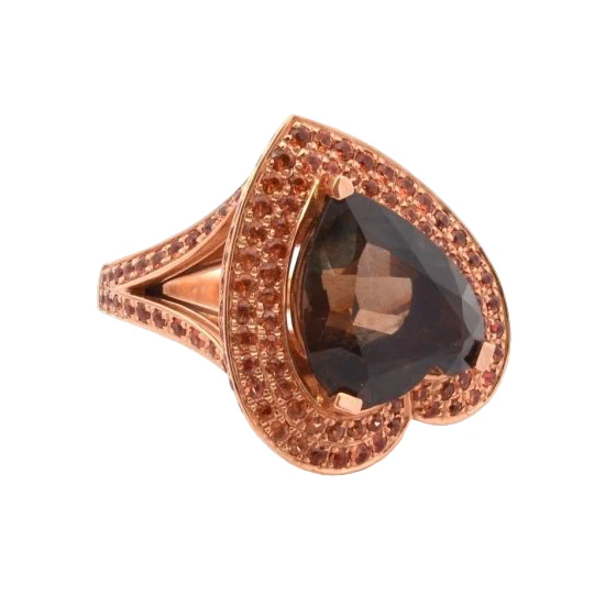 Bague Entourage MAUBOUSSIN "Sutbile raison" en or jaune, quartz fumé, saphirs, et citrines - Image 5
