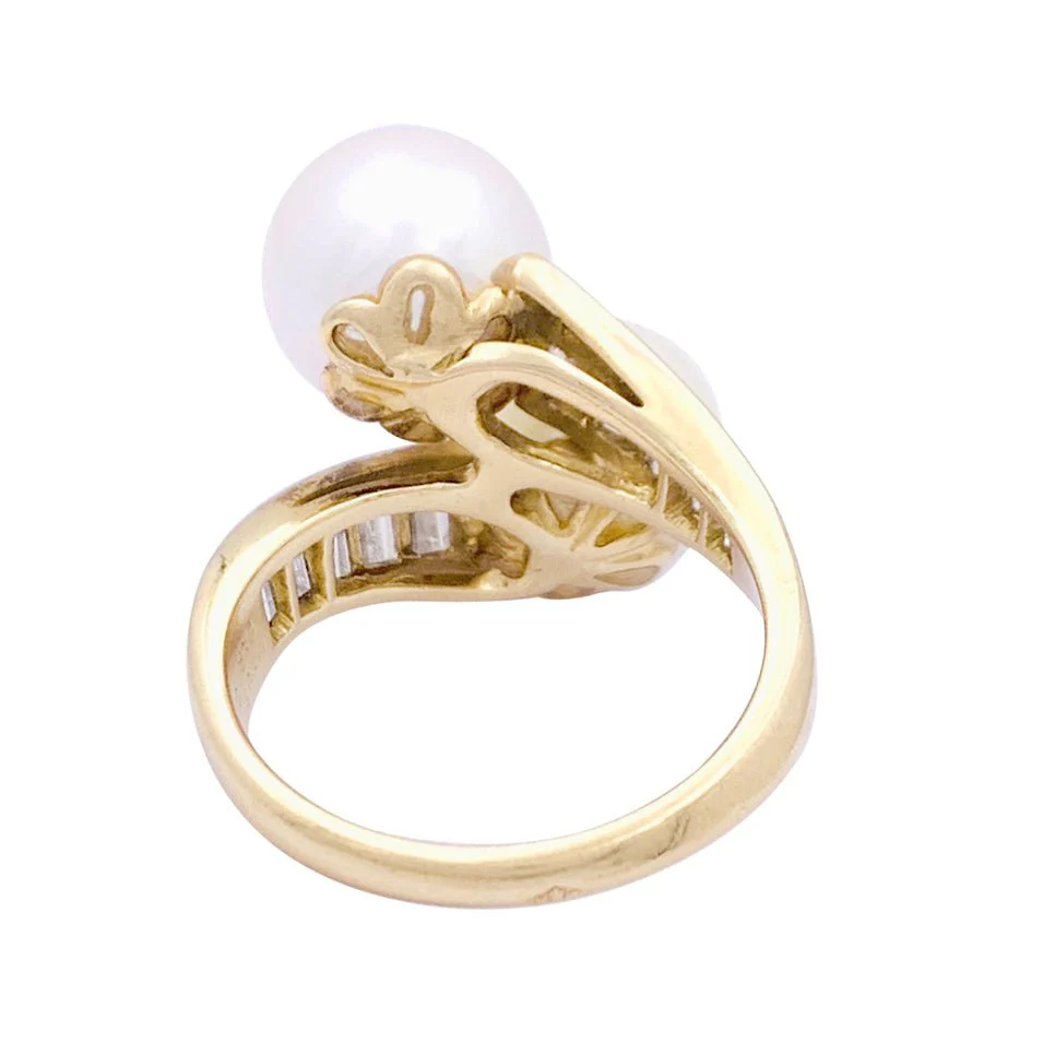 Bague MAUBOUSSIN vintage perles, or jaune, diamants. - Image 5