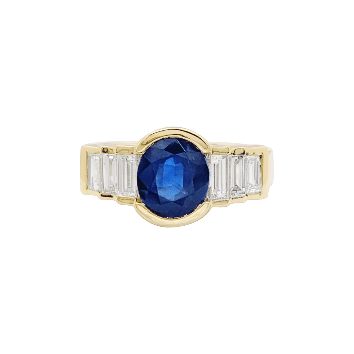 Bague MELLERIO en or jaune, saphir et diamants