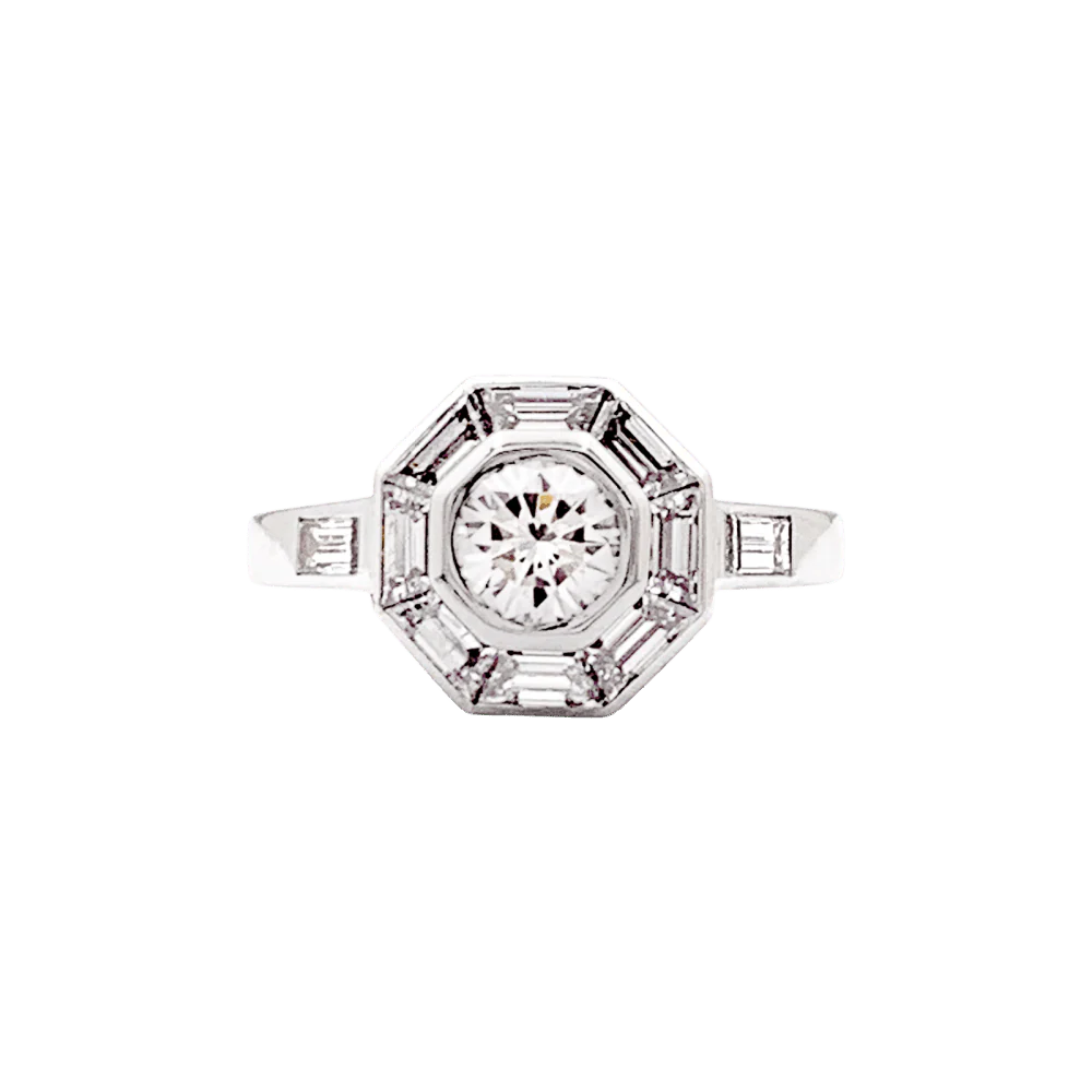 Bague Entourage MELLERIO en platine et diamants