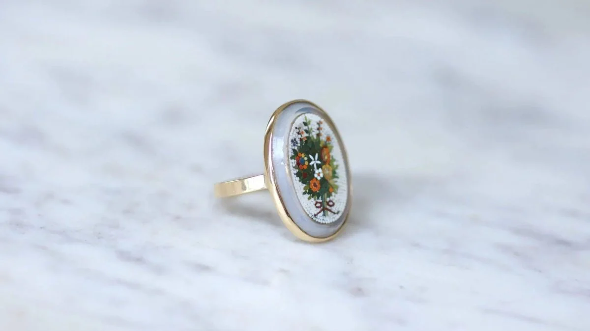 Bague Mosaïque en or jaune - Image 5