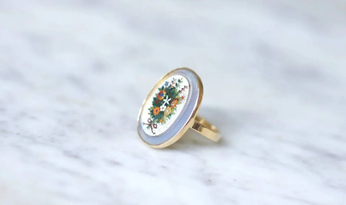 Bague Mosaïque en or jaune - Image 7