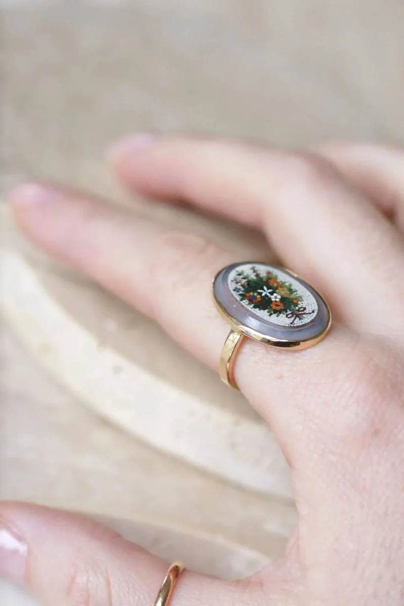 Bague Mosaïque en or jaune - Image 8