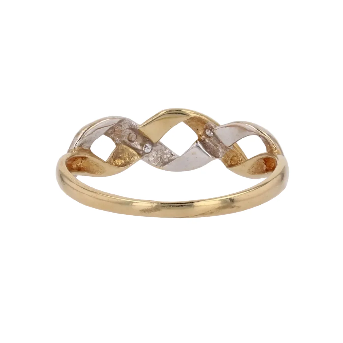 Bague Jarretière en or jaune, or blanc et diamants - Image 4
