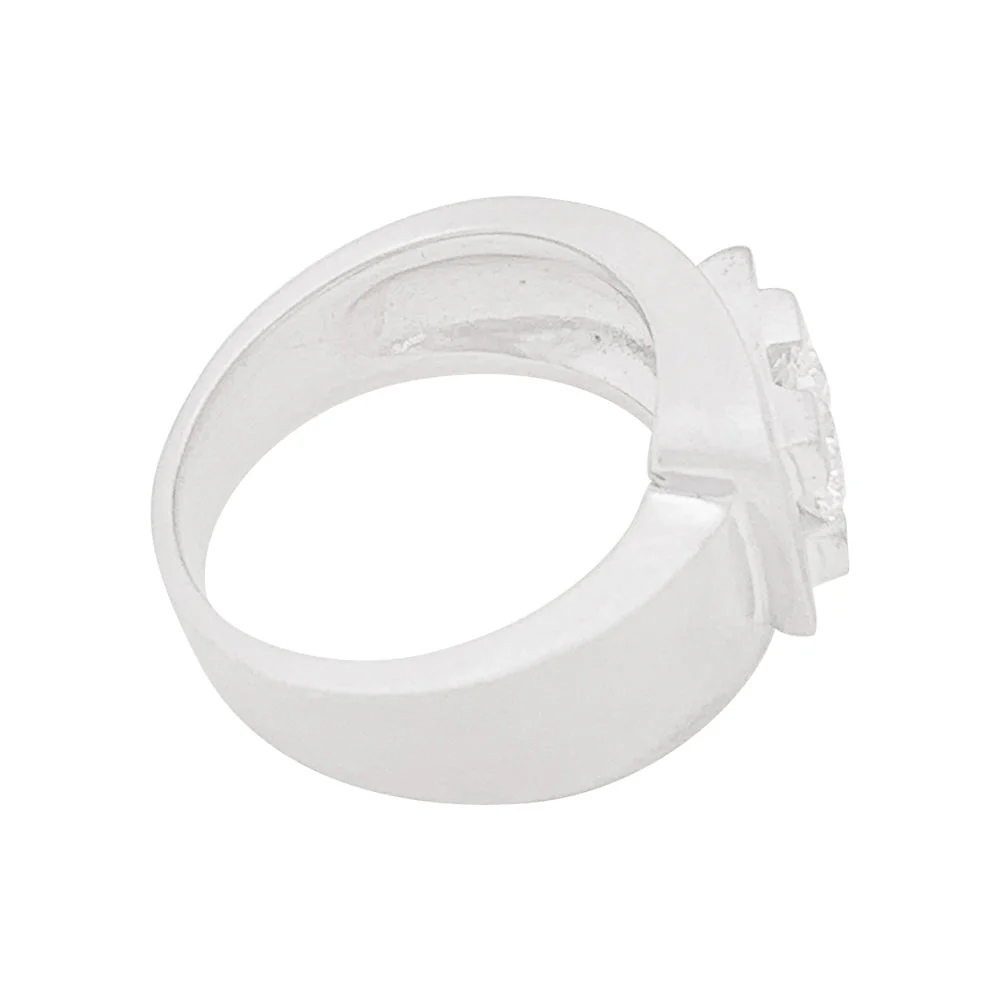Bague Chevalière en or blanc et diamant - Image 6
