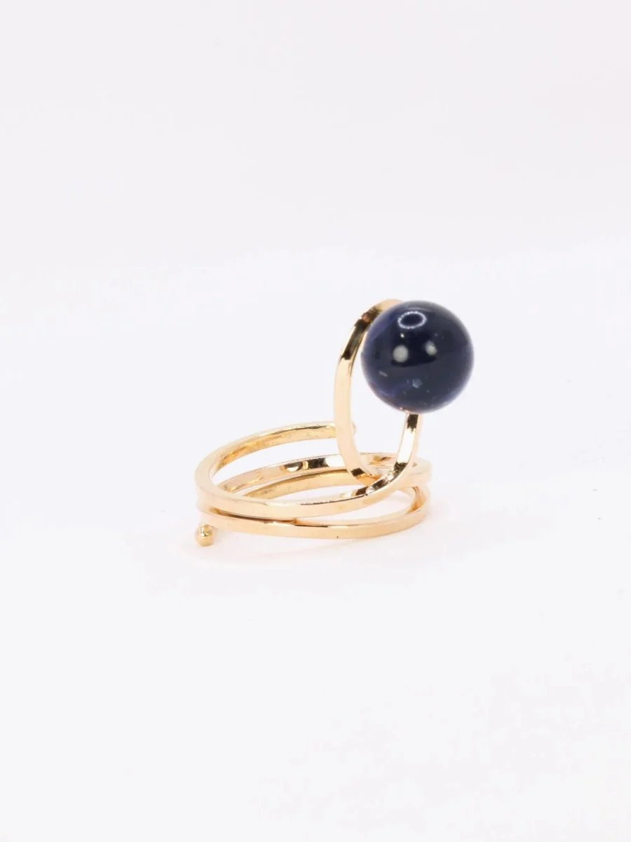 Bague moderniste or jaune sodalite - Image 7