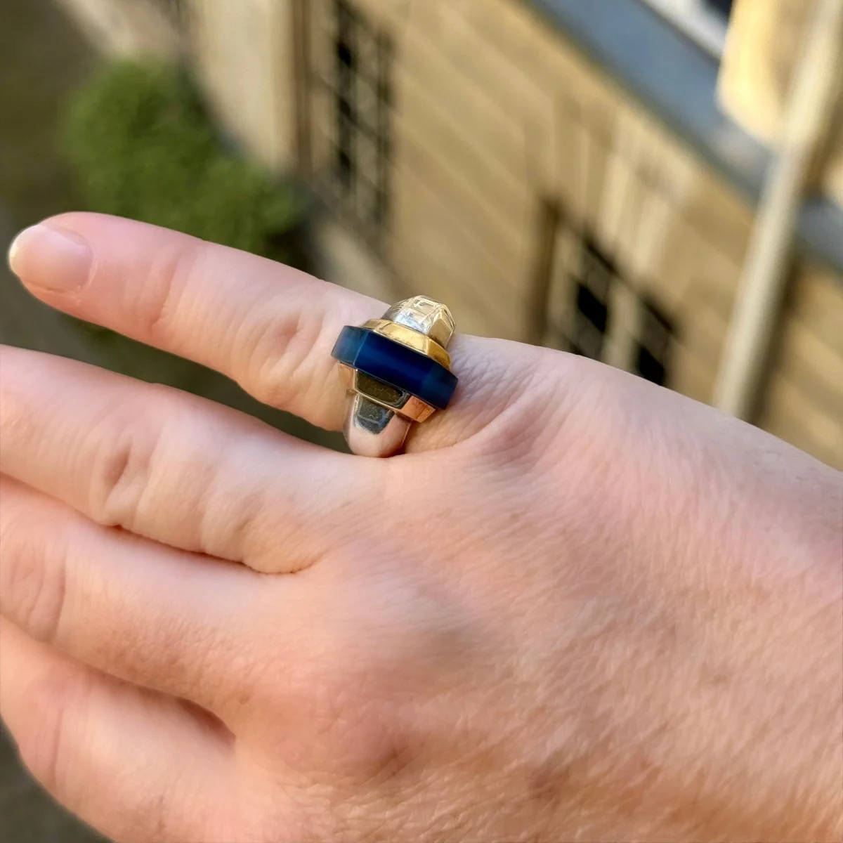 Bague PUIFORCAT en or jaune, argent et agate - Image 2