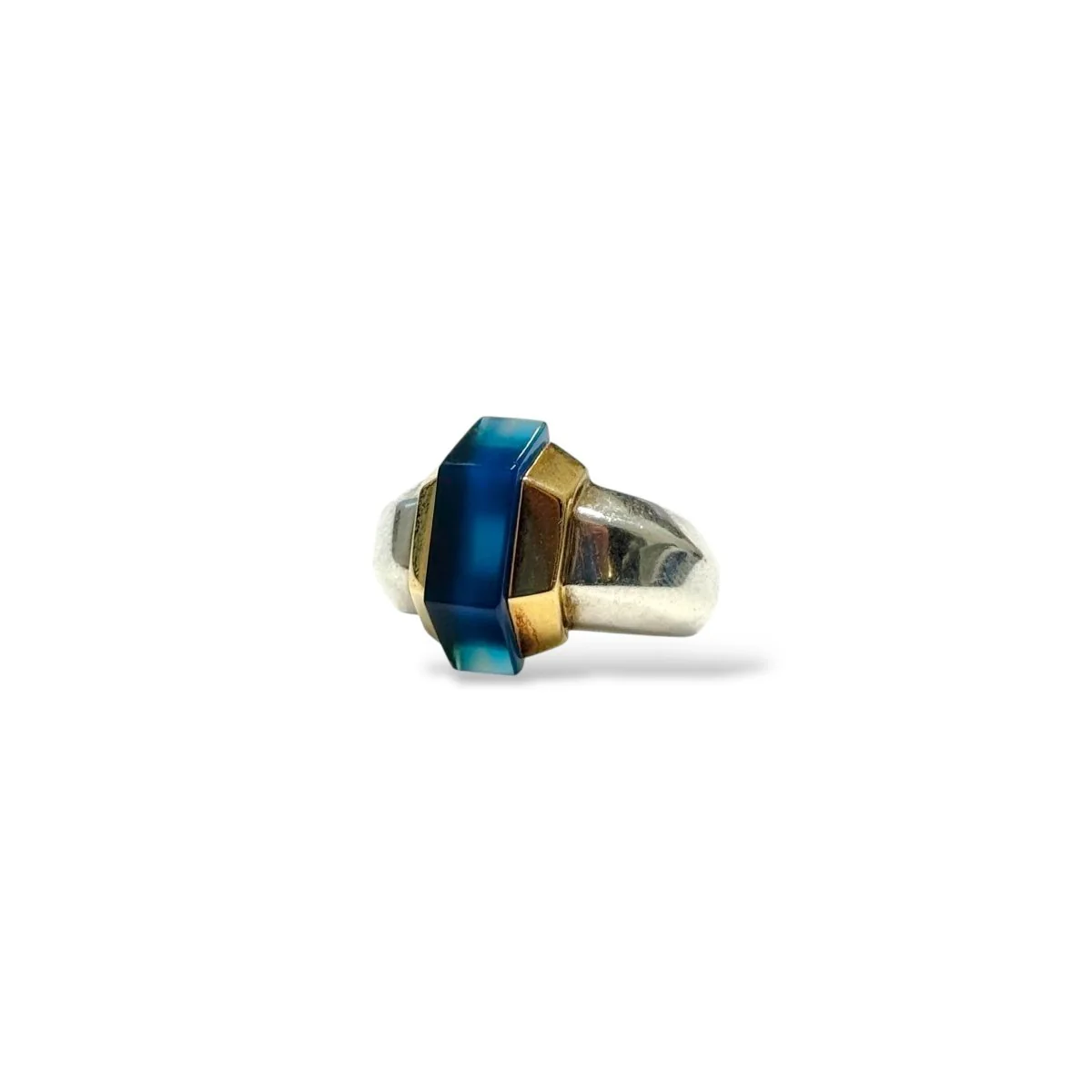 Bague PUIFORCAT en or jaune, argent et agate - Image 4