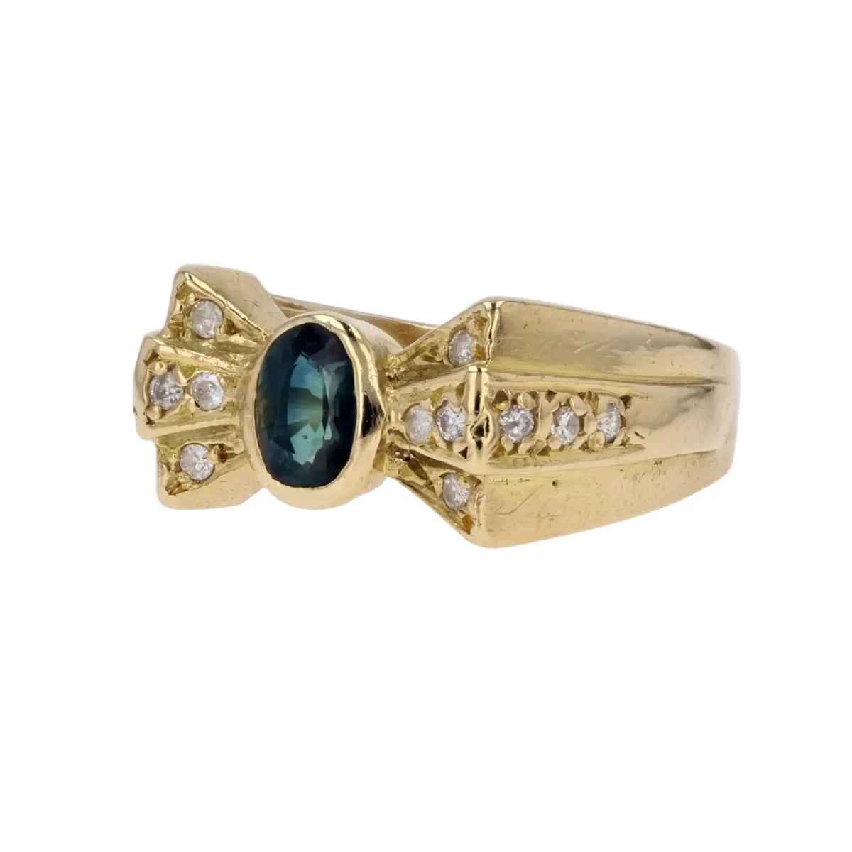 Bague Tank en or jaune, saphir et diamants - Image 3