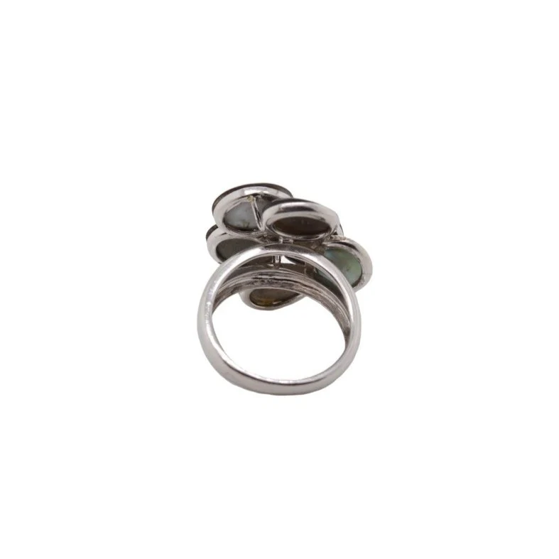 Bague nacre et diamants en or blanc - Image 4