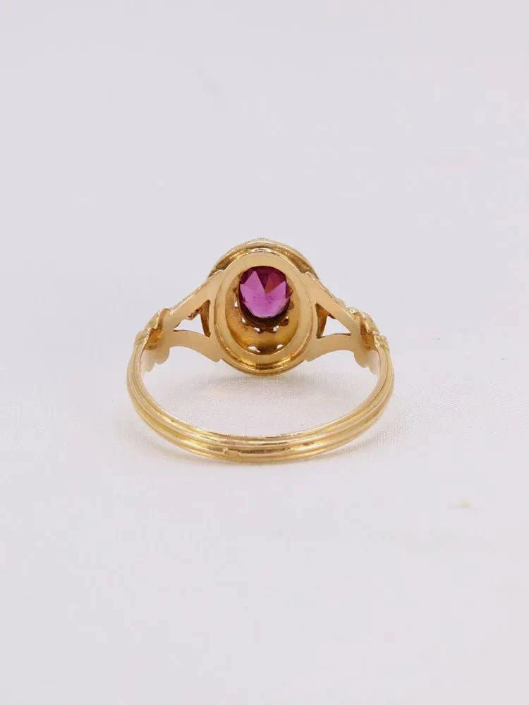 Bague Napoléon III or jaune grenat perles fines - Image 6