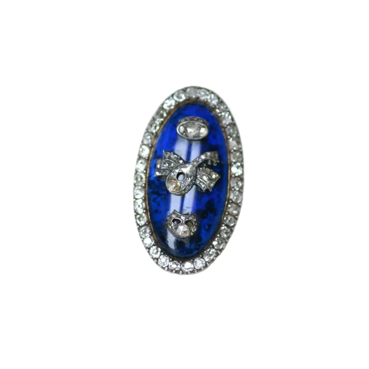 Bague Cocktail en or rose, argent, émail et diamants