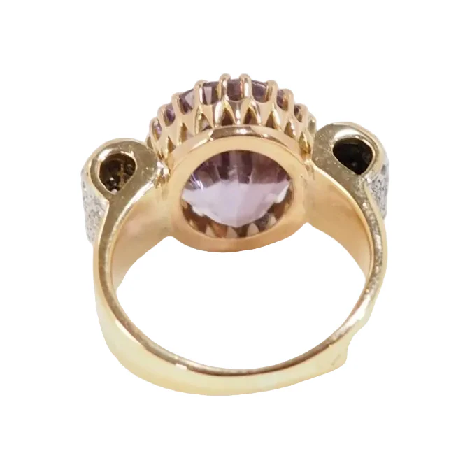 Bague en or jaune, améthyste et diamants - Image 4