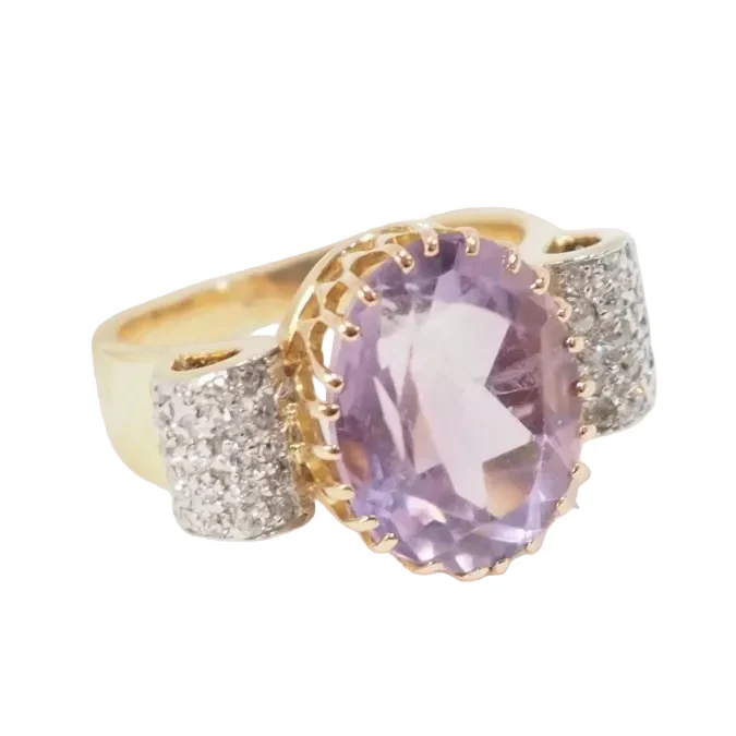 Bague en or jaune, améthyste et diamants - Image 5