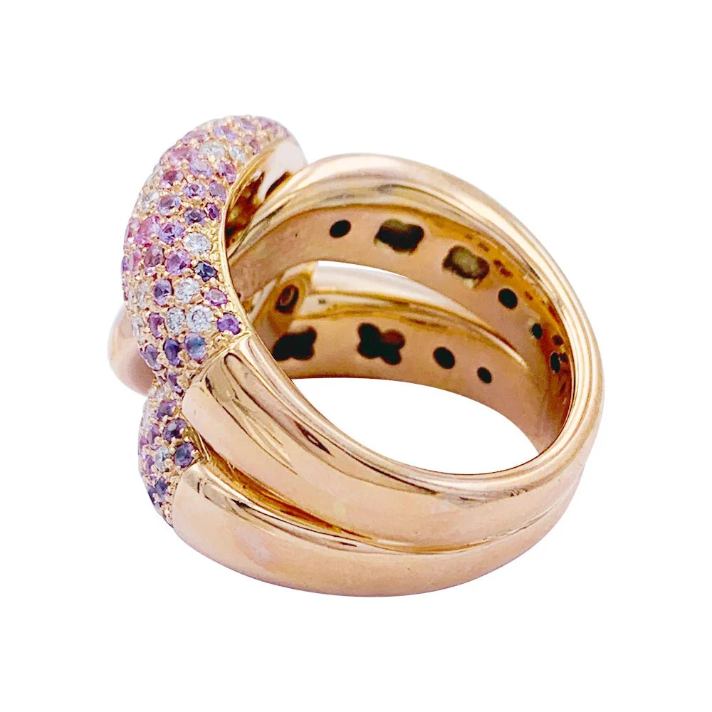 Bague "Noeud" or rose, diamants, saphirs roses - Image 2