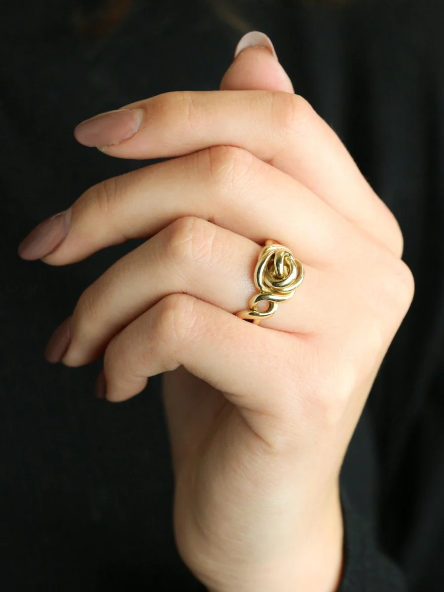 Bague noeud vintage or jaune - Image 2