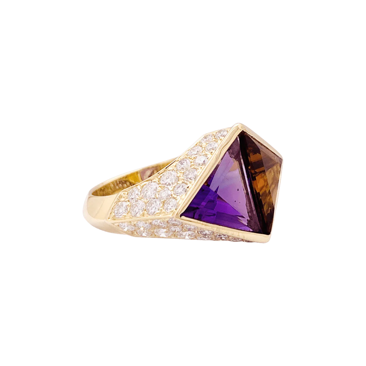 Bague Cocktail O.J PERRIN en or jaune, améthyste, citrine et diamants - Image 5