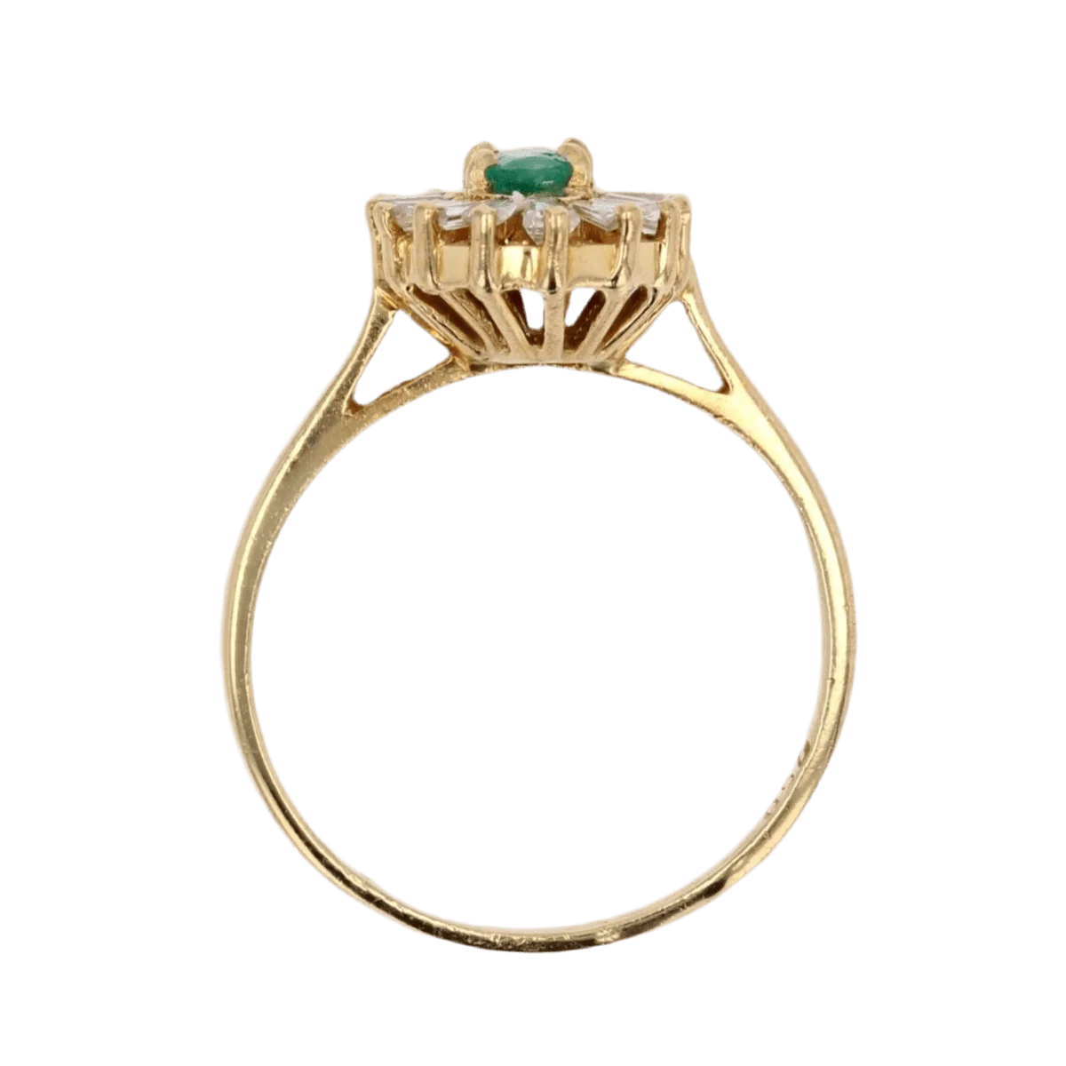 Bague Entourage en or jaune, émeraude et diamants - Image 6