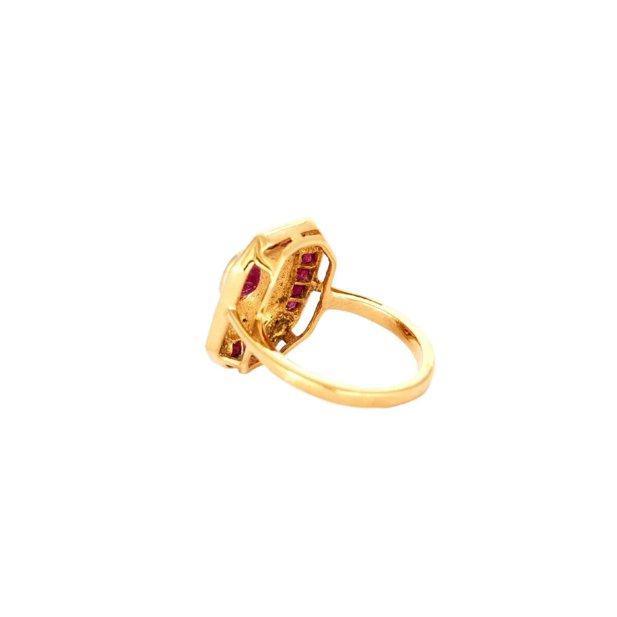 Bague Entourage en or jaune, or blanc, rubis, et diamants - Image 5