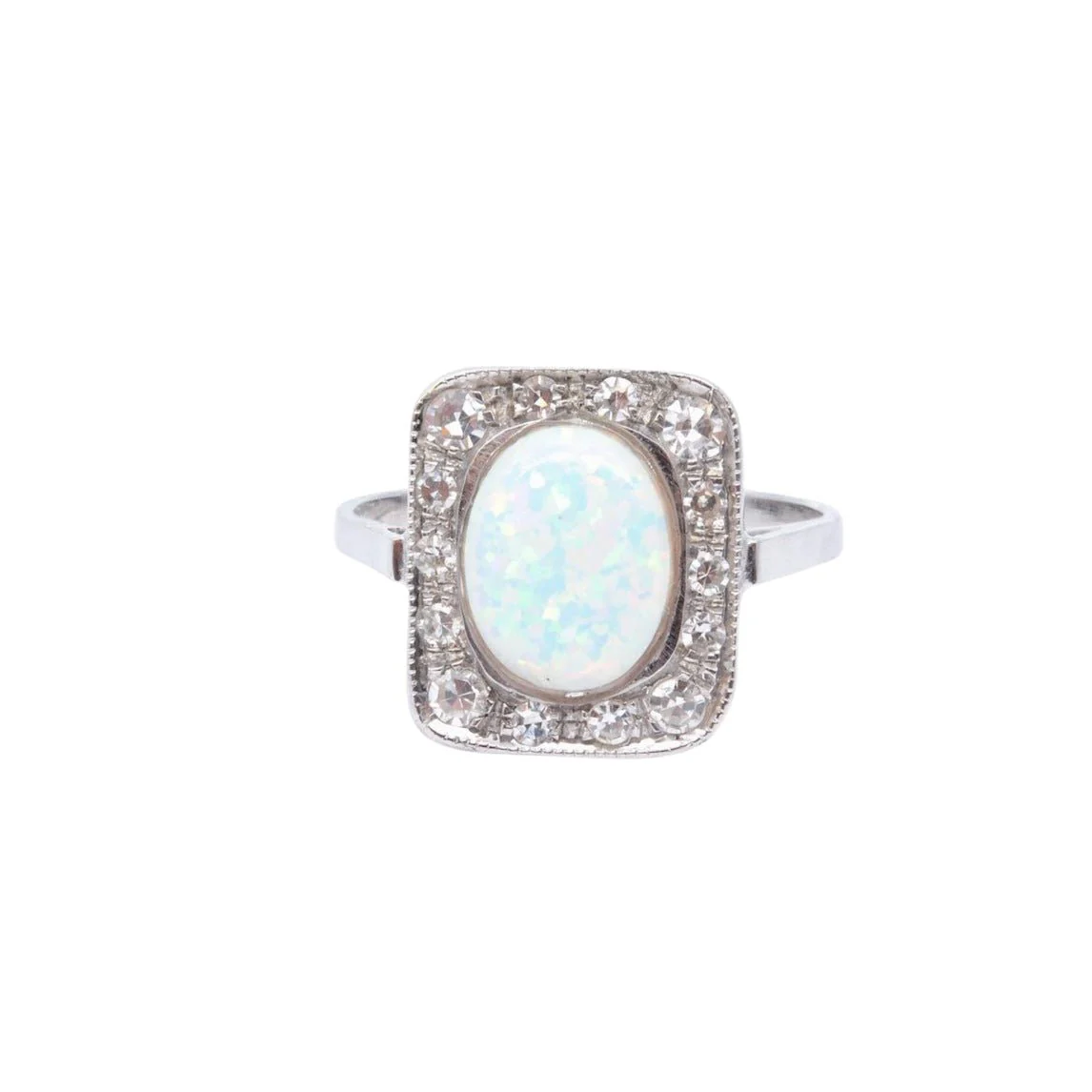 Bague opale et diamants en or