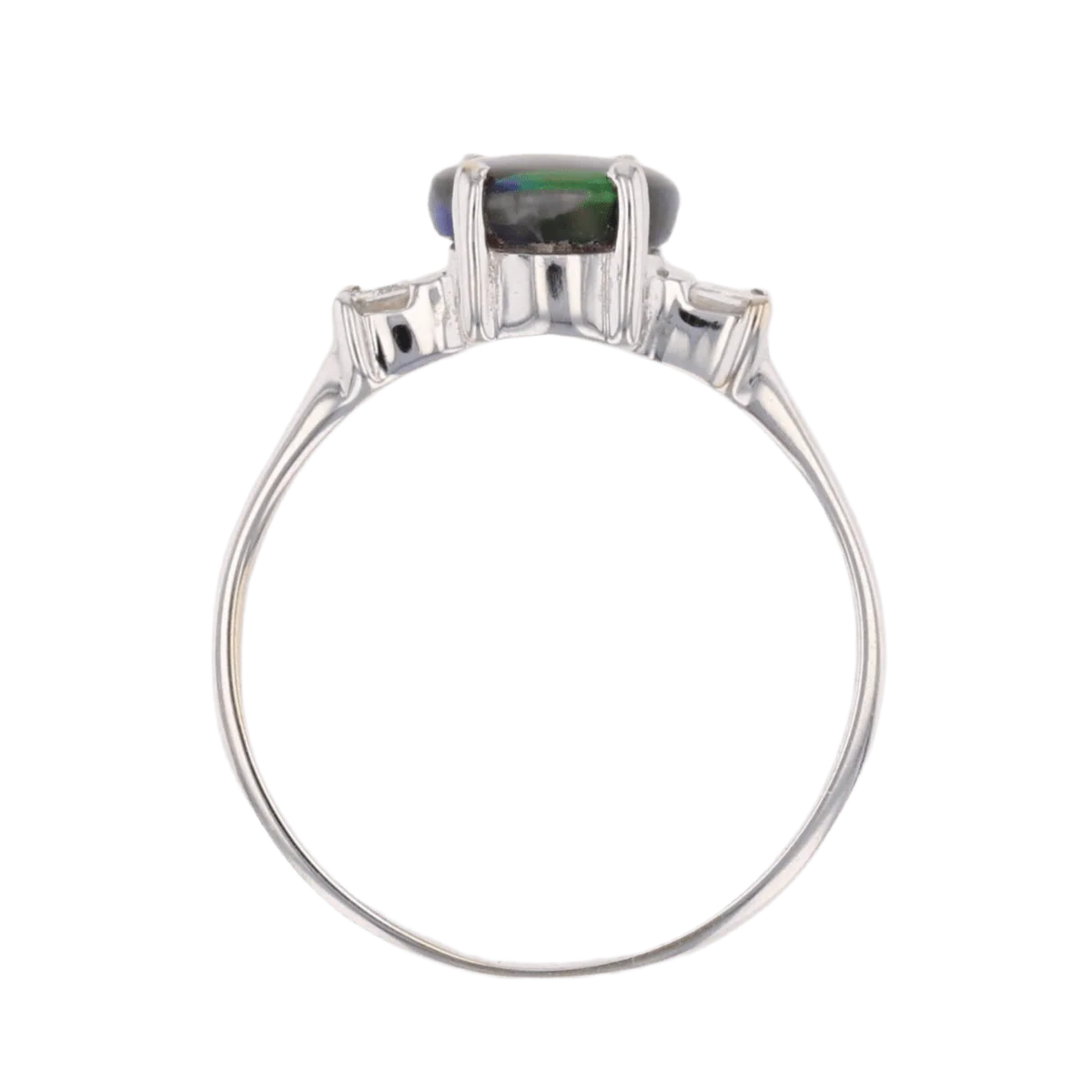 Bague Solitaire en or blanc, opale et diamants - Image 6
