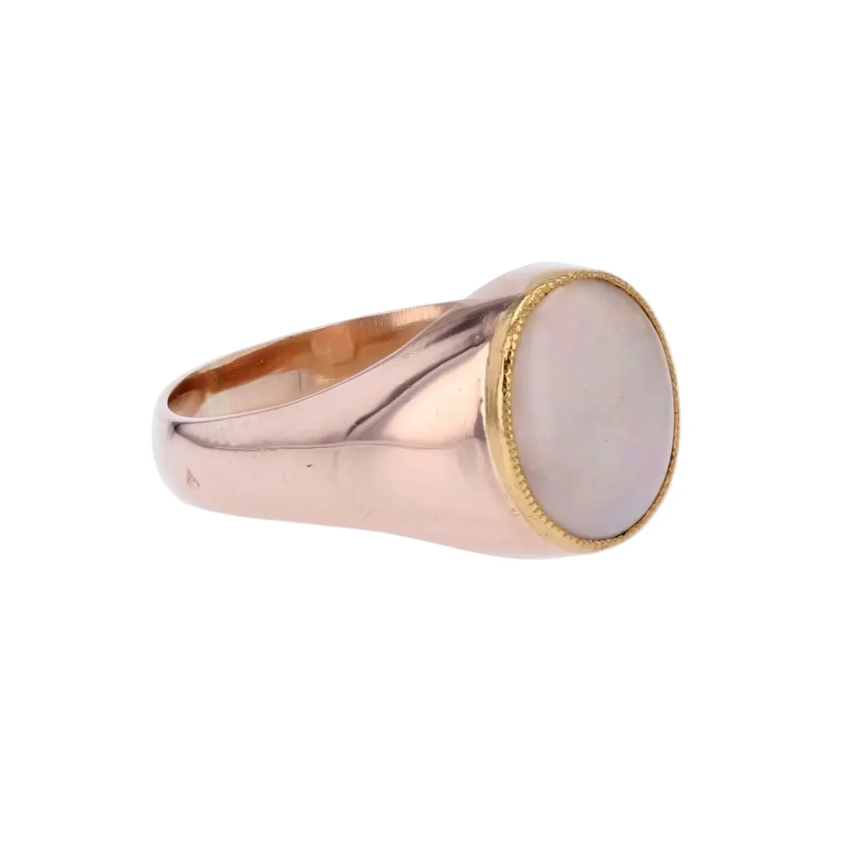 Bague Chevalière en or rose et opale - Image 5
