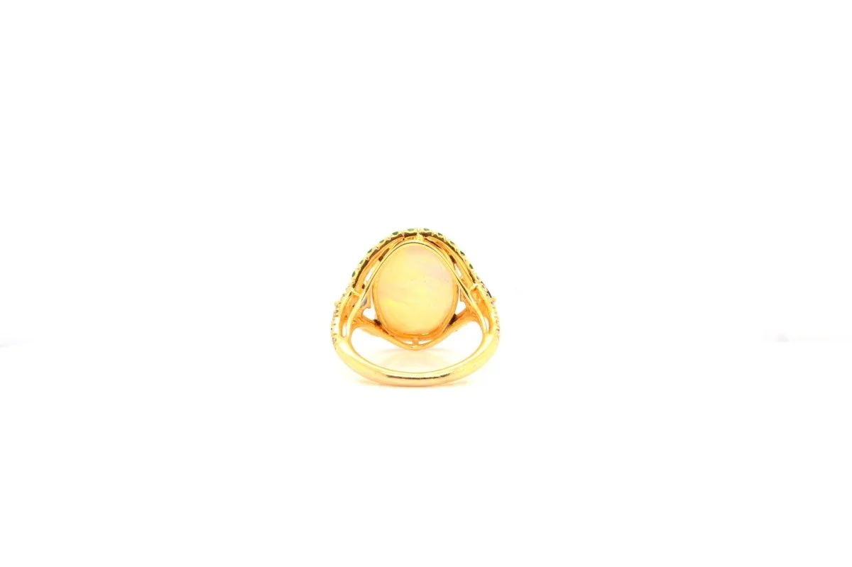 Bague opale, saphirs et diamants en or - Image 4