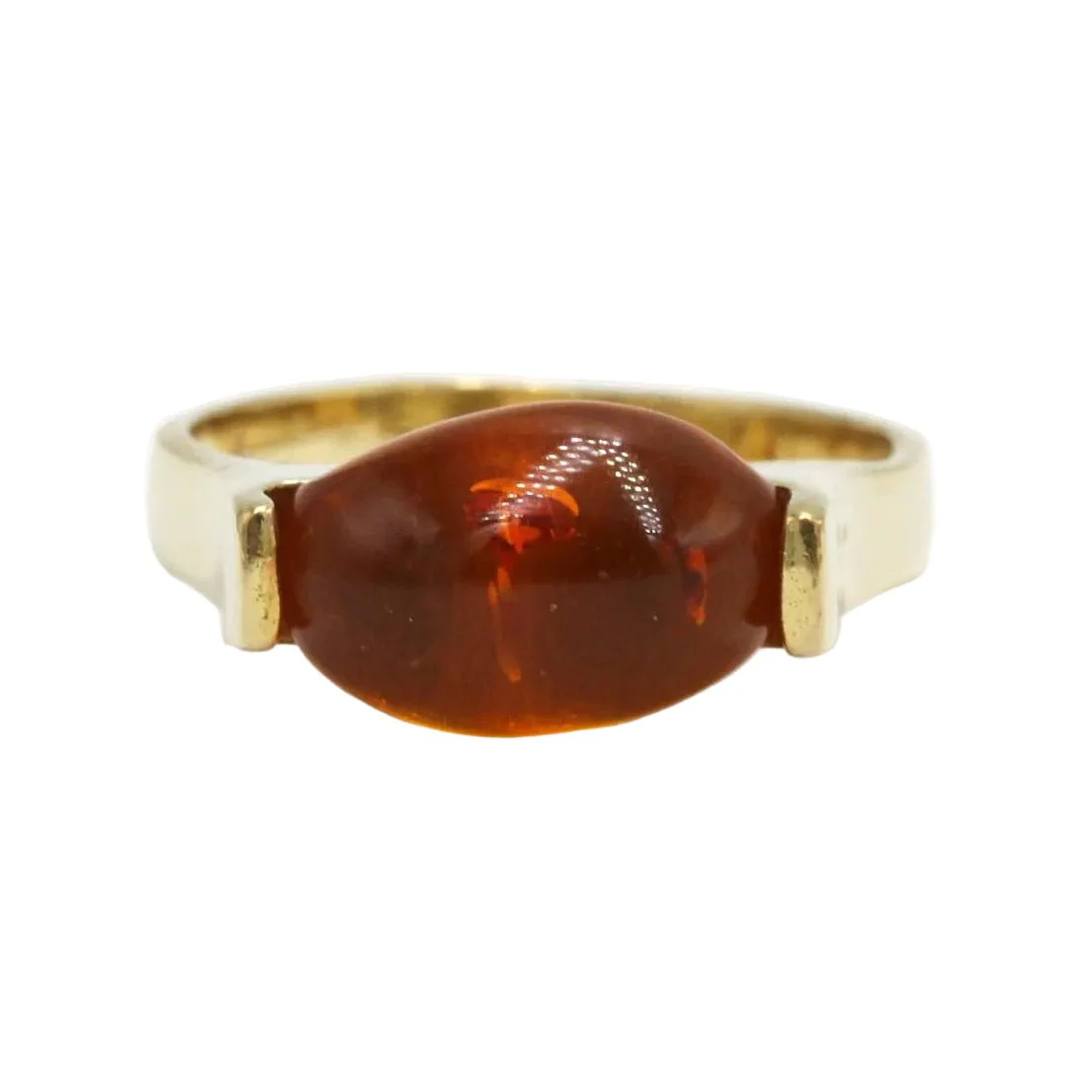 Bague Solitaire en or jaune et ambre