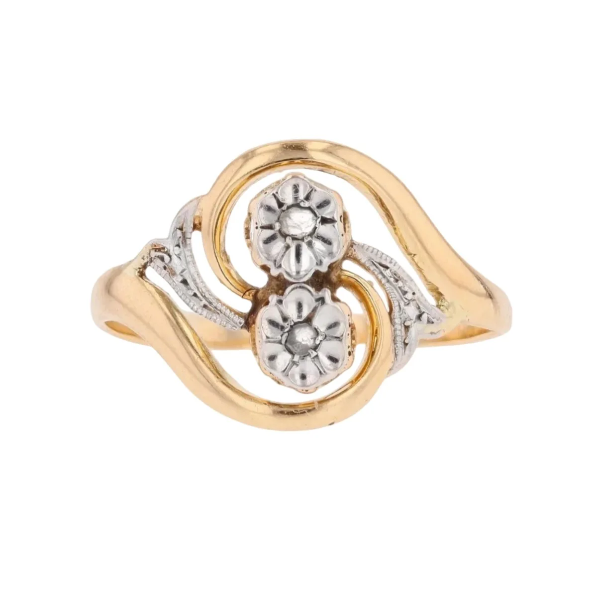 Bague Toi & Moi en or blanc, or jaune et diamants
