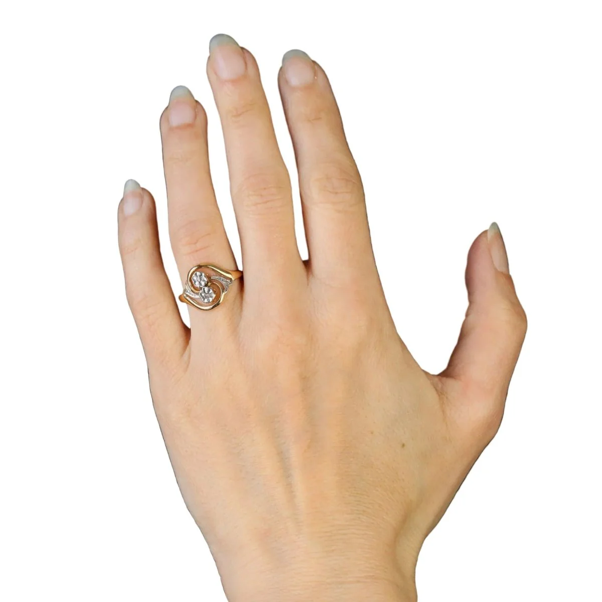 Bague Toi & Moi en or blanc, or jaune et diamants - Image 2