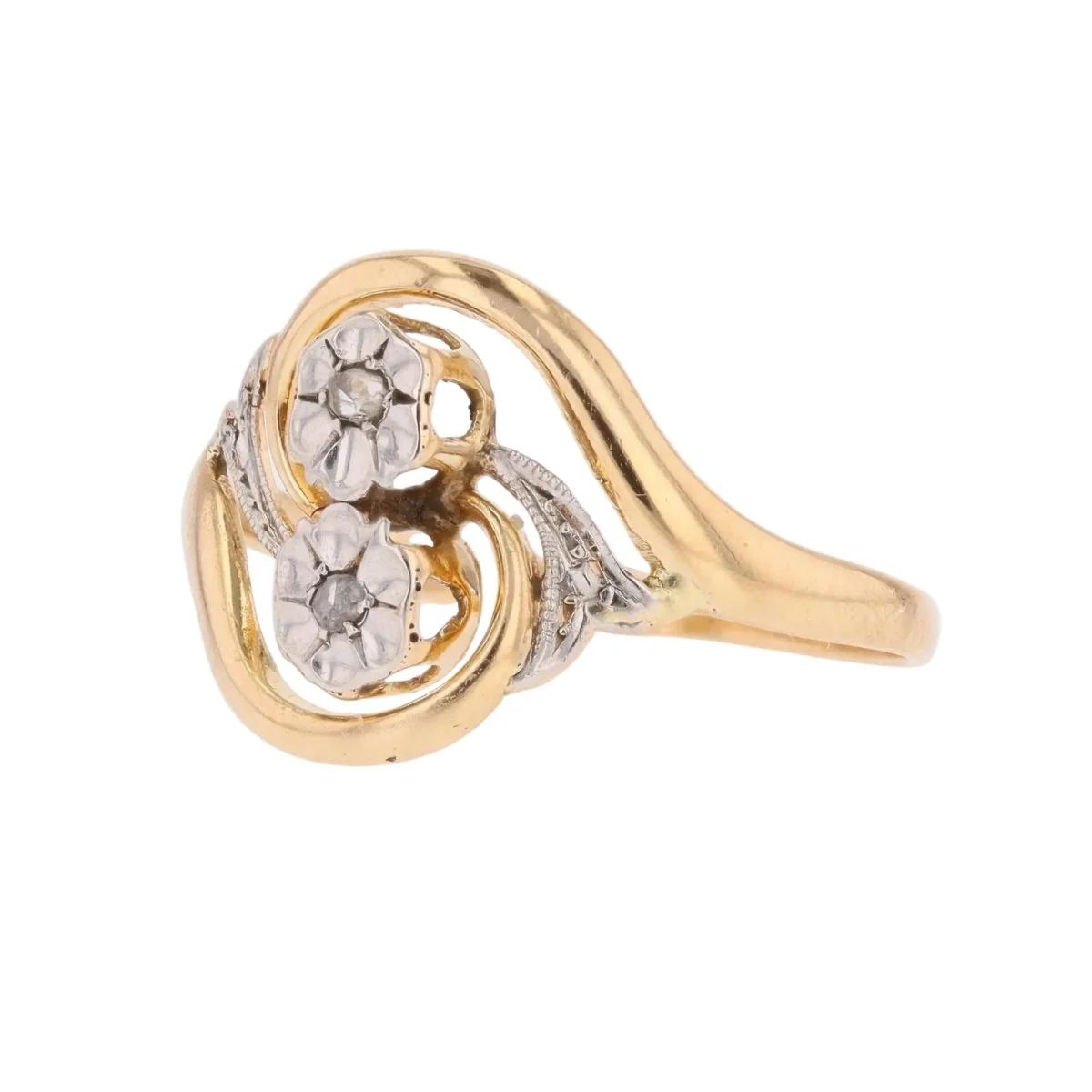 Bague Toi & Moi en or blanc, or jaune et diamants - Image 3