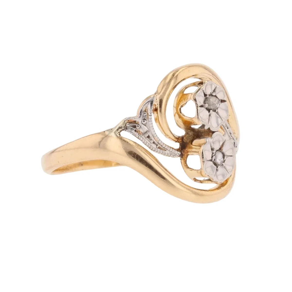 Bague Toi & Moi en or blanc, or jaune et diamants - Image 5