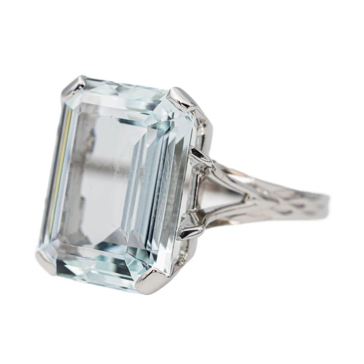 Bague Or blanc Aigue Marine - Image 3