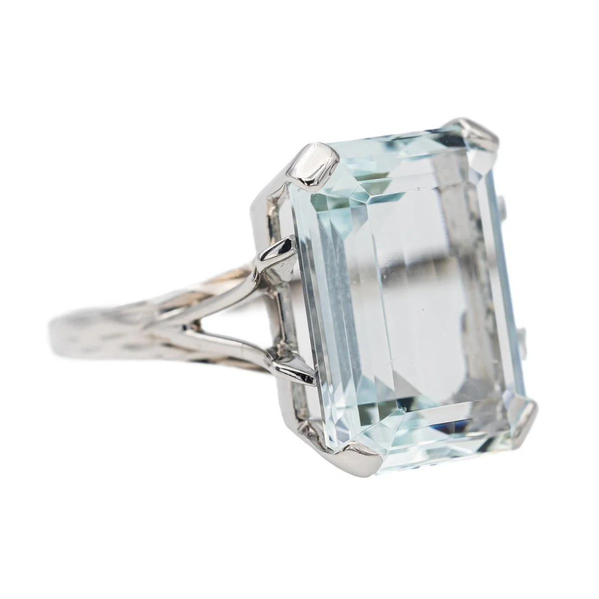 Bague Or blanc Aigue Marine - Image 4