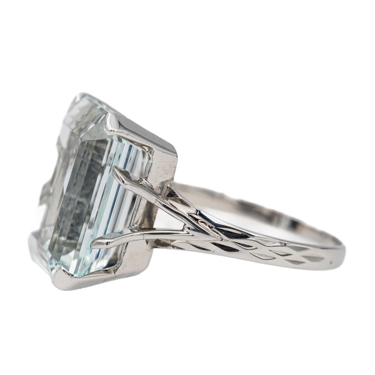 Bague Or blanc Aigue Marine - Image 7