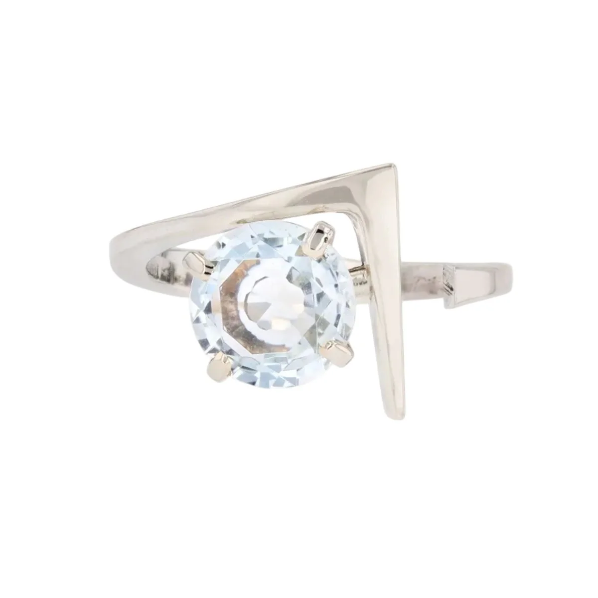 Bague Solitaire en or blanc et aigue-marine
