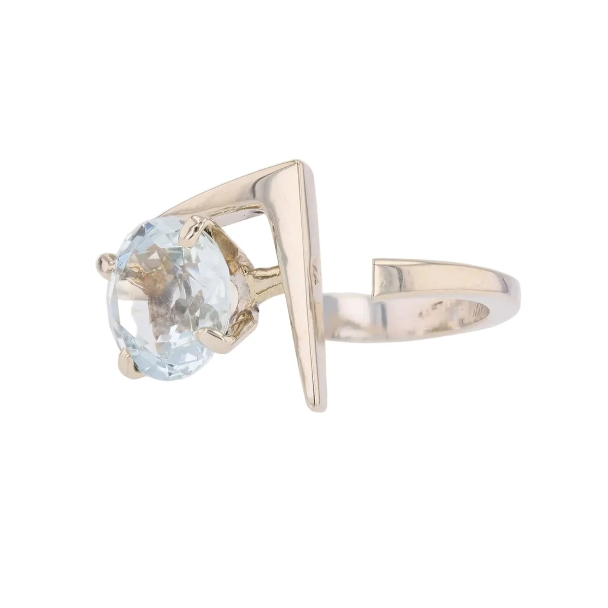 Bague Solitaire en or blanc et aigue-marine - Image 3