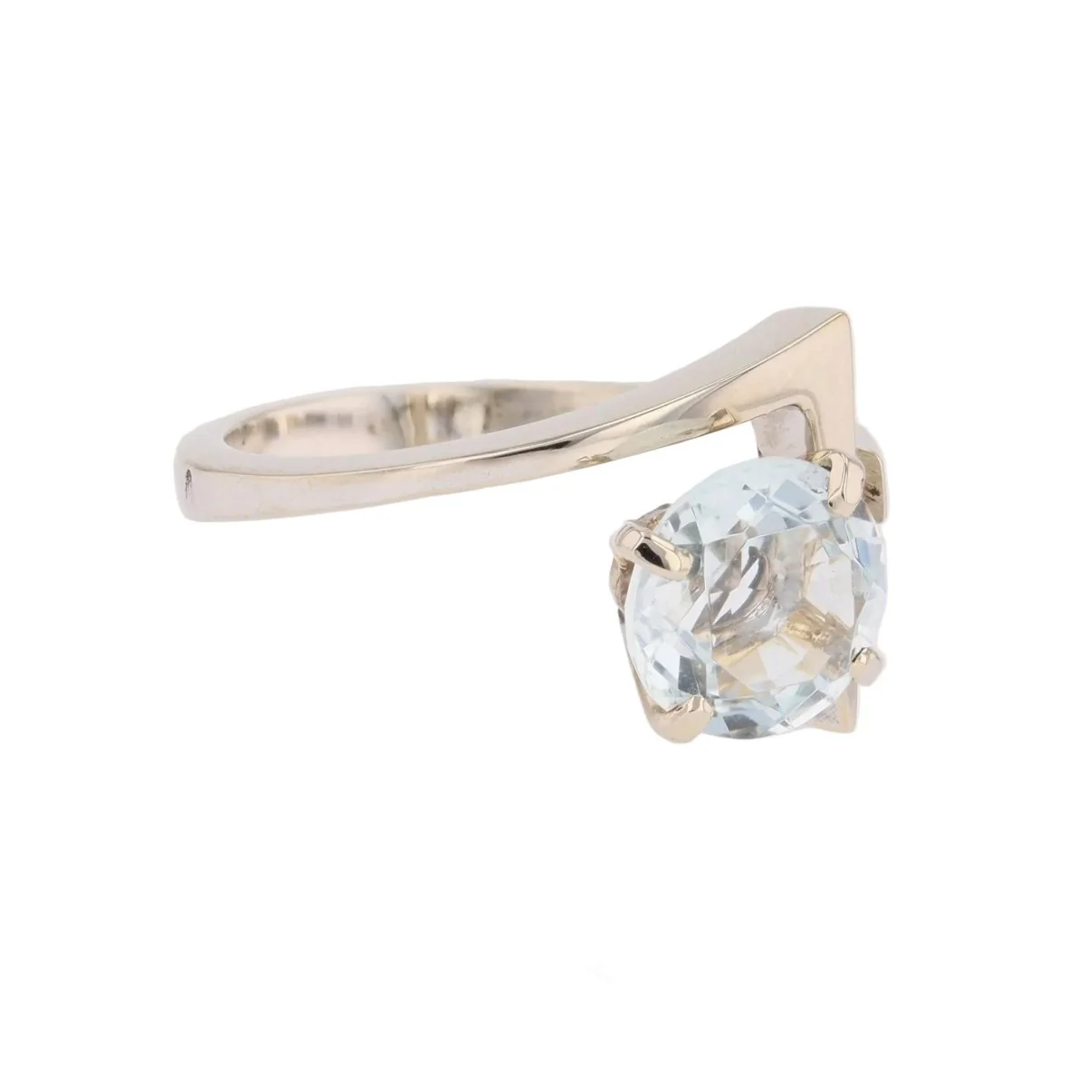 Bague Solitaire en or blanc et aigue-marine - Image 5