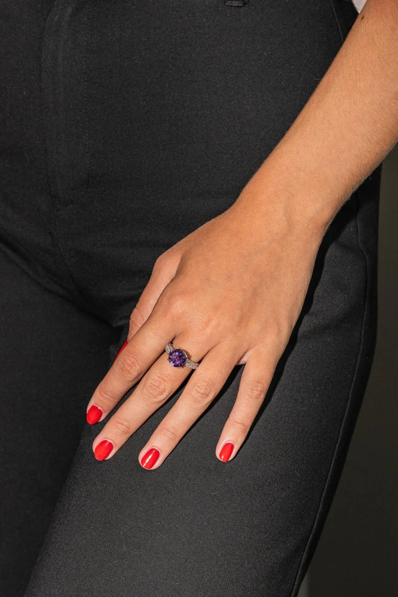 Bague Or blanc Améthyste - Image 2