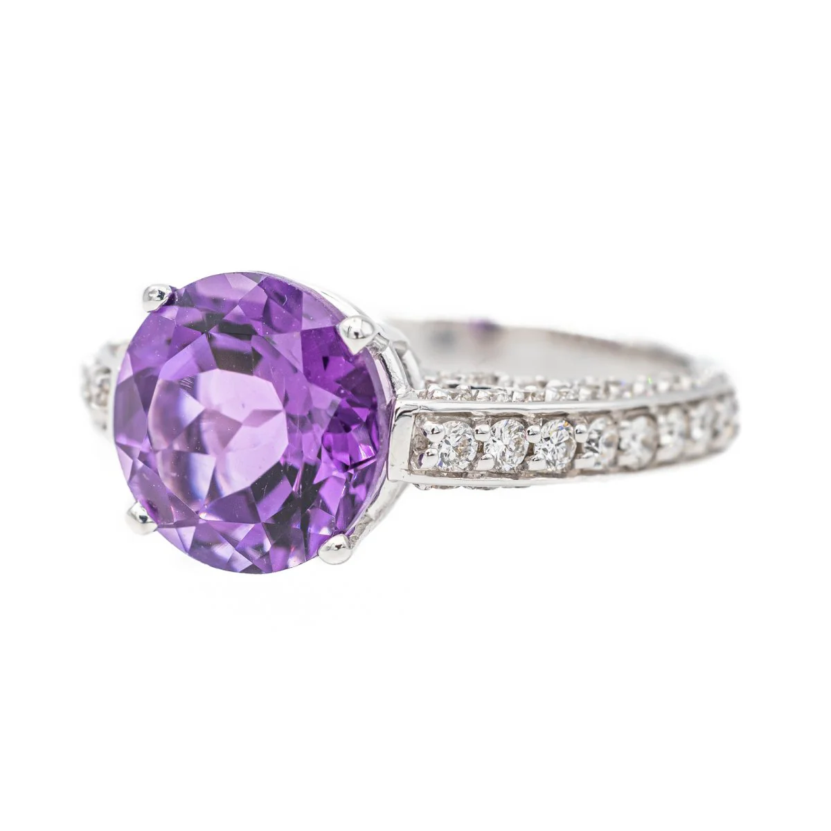 Bague Or blanc Améthyste - Image 3